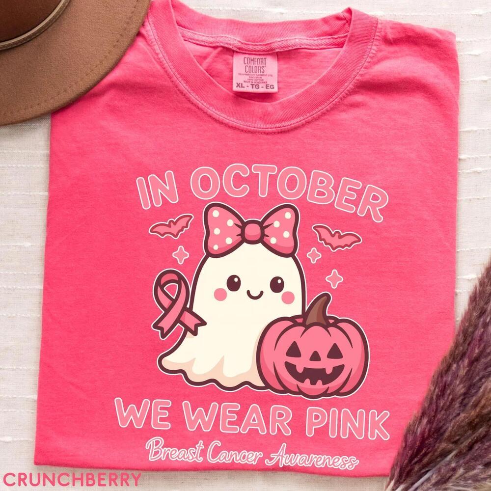 In October We Wear ,Halloween Ghost Shirt, Ribbon Shirt Gift